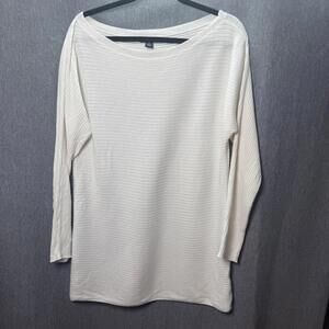 Halogen Women's M Long Sleeve Sweater White Ribbed Tunic